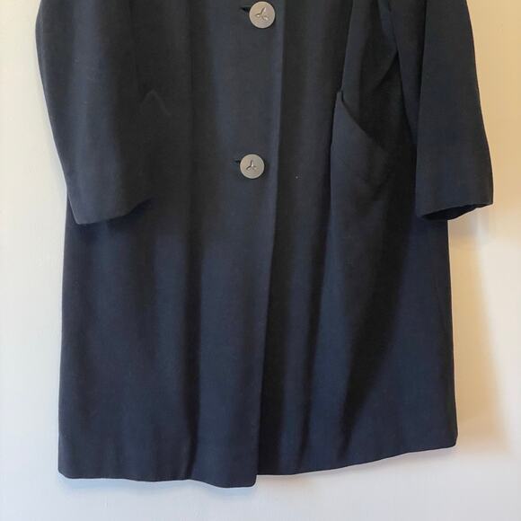 Honore L 100% Cashmere jacket trench coat black luxury button winter minimalist - Picture 3 of 9